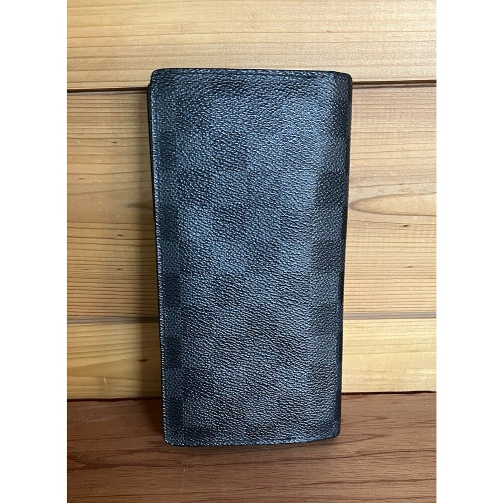 Authentic Louis Vuitton Brazza Damier Graphite Coated Canvas Long Wallet - Picture 2 of 12